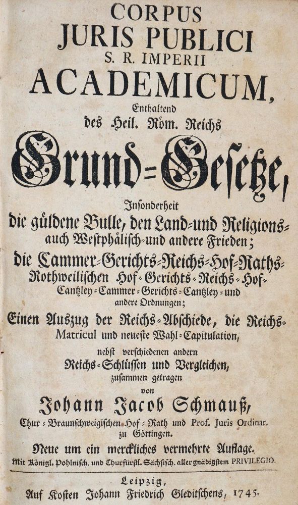 Große Abbildung Nr.1: 140-819 Schmauß,J.J.: (Juridica und Kriminologie)