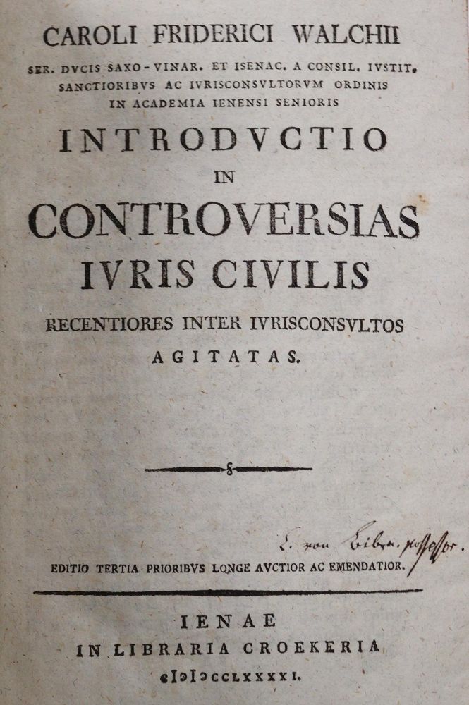 Große Abbildung Nr.2: 140-822 Walch,C.F.: (Juridica und Kriminologie)