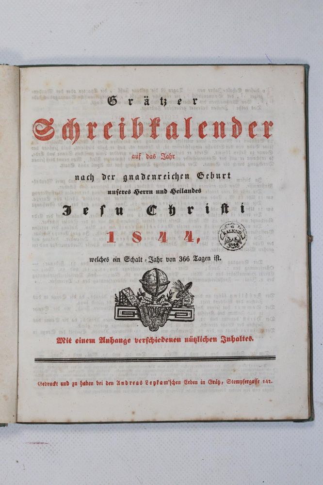 Große Abbildung Nr.203: 140-832 Grätzer Schreibkalender: (Kalender)