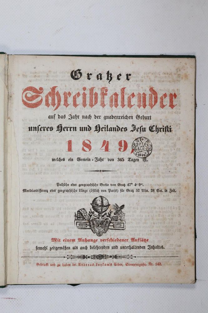 Große Abbildung Nr.205: 140-832 Grätzer Schreibkalender: (Kalender)
