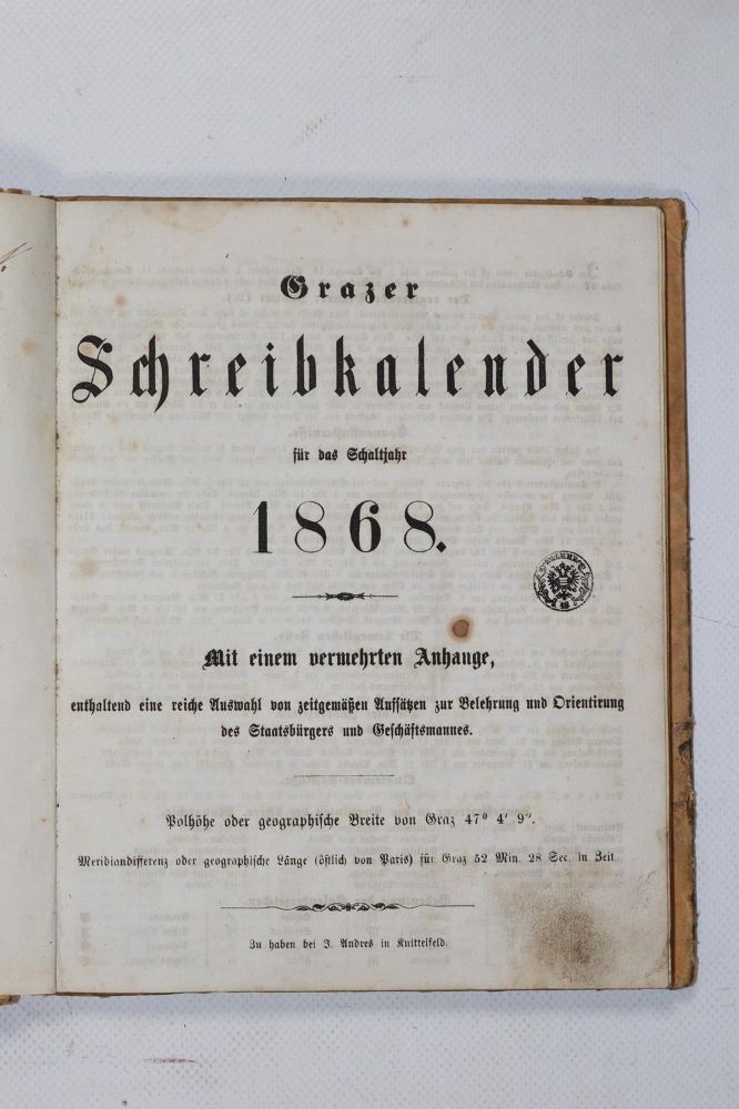 Große Abbildung Nr.206: 140-832 Grätzer Schreibkalender: (Kalender)