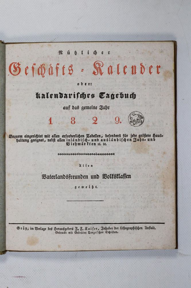 Große Abbildung Nr.207: 140-832 Grätzer Schreibkalender: (Kalender)