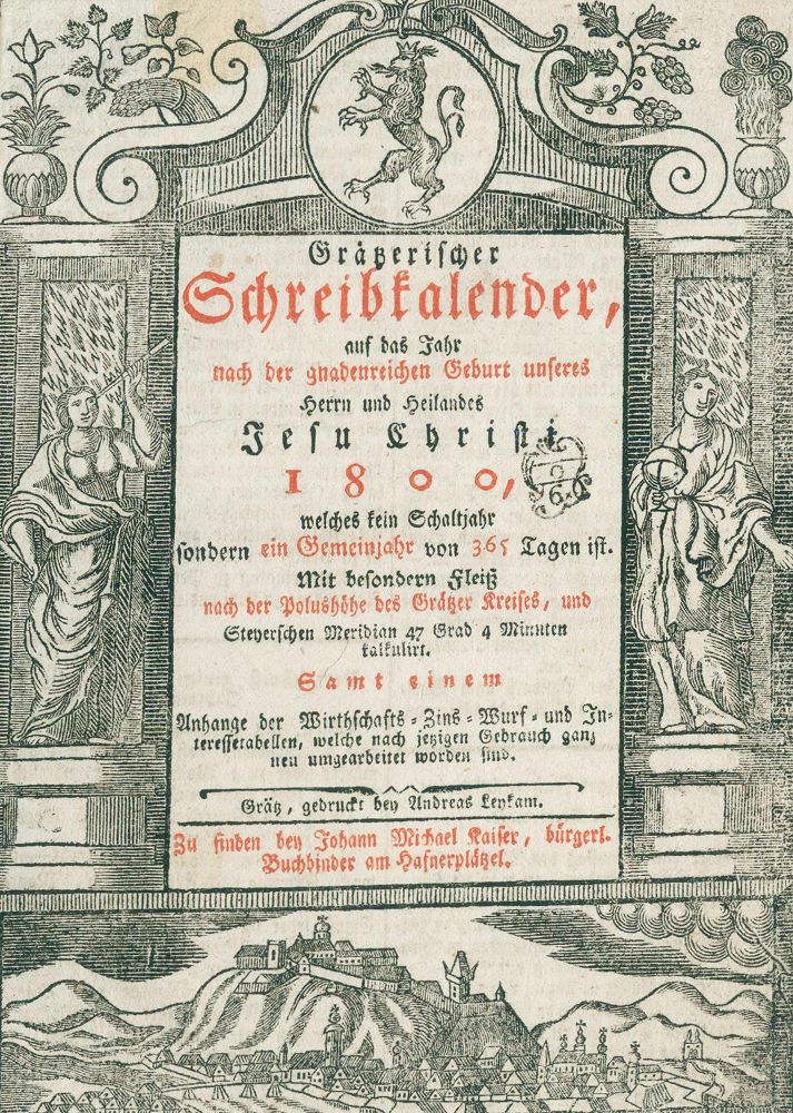 Große Abbildung Nr.1: 140-833 Grazerischer Schreibkalender,: (Kalender)