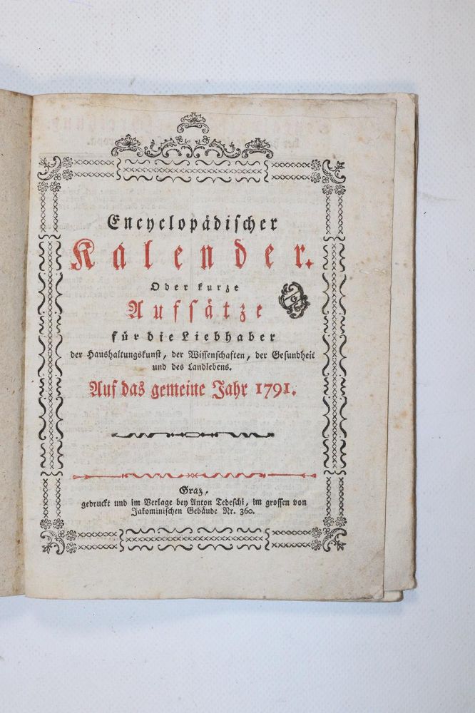 Große Abbildung Nr.205: 140-833 Grazerischer Schreibkalender,: (Kalender)