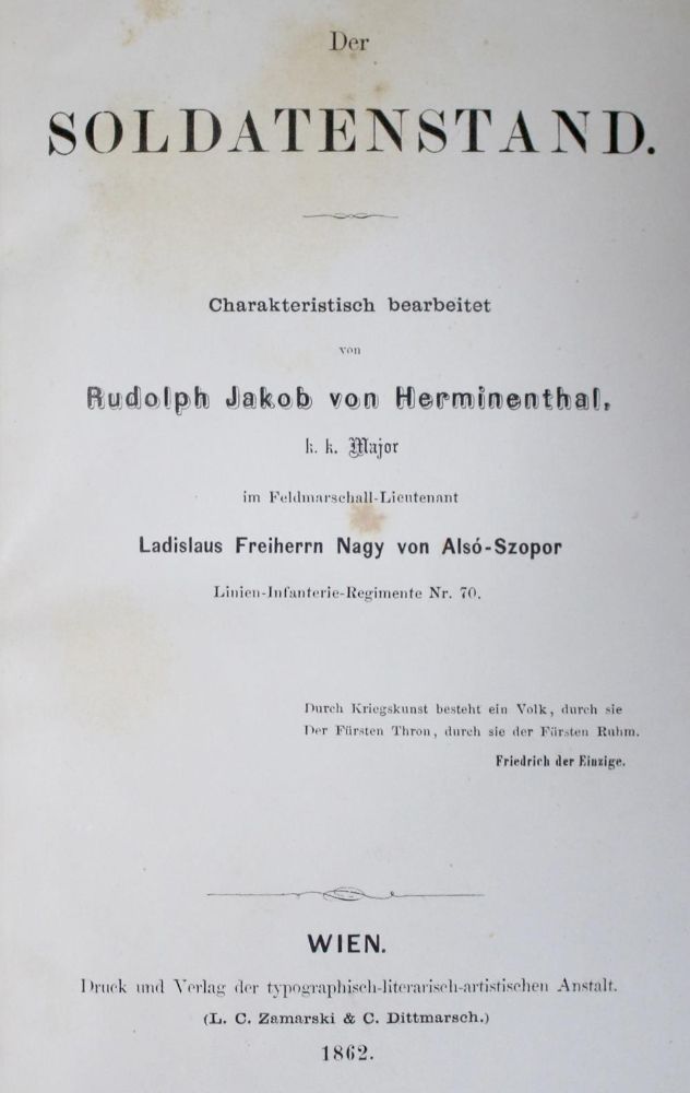 Große Abbildung Nr.10: 140-885 Herminenthal,R.J.v.: (Militaria, Einband)