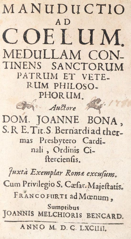 Große Abbildung Nr.1: 140-89 Bona,G.: (Alte Drucke, Handschriften und Theologie)