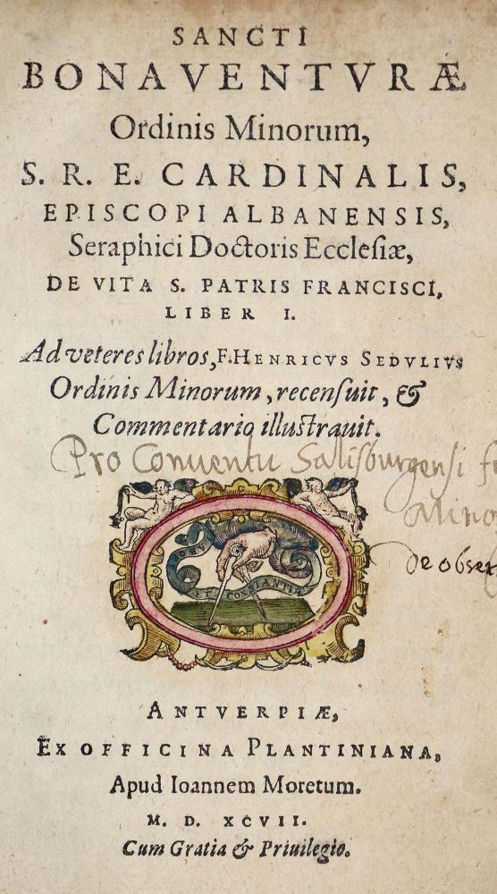 Große Abbildung Nr.1: 140-90 Bonaventura Sanctus.: (Alte Drucke, Handschriften und Theologie)