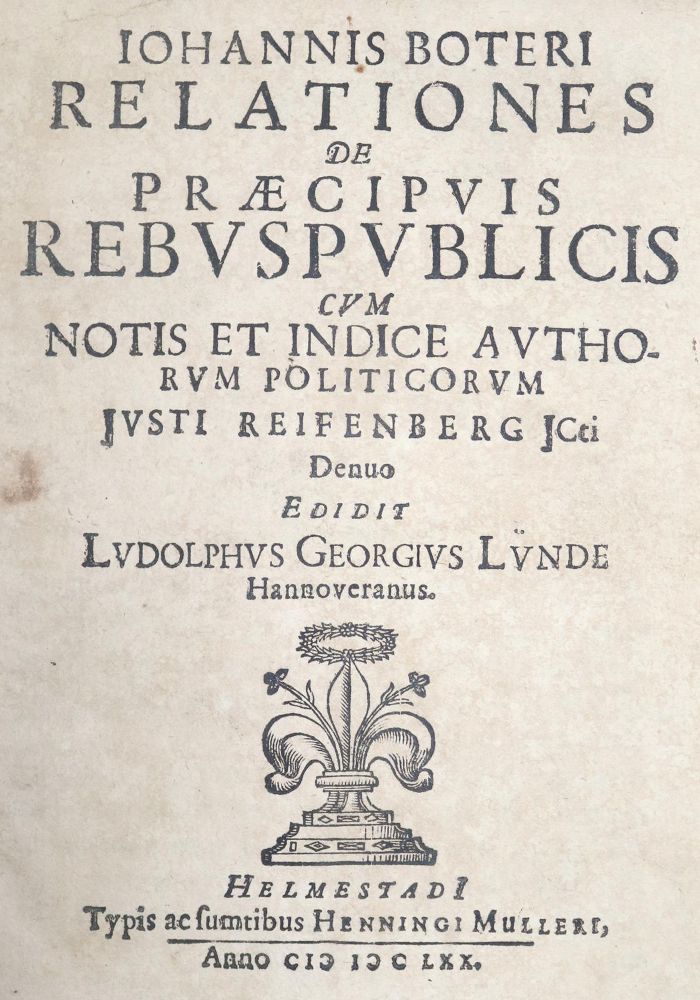 Große Abbildung Nr.1: 140-93 Botero,G.: (Alte Drucke, Handschriften und Theologie)