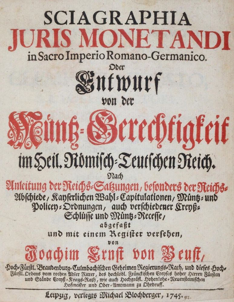 Große Abbildung Nr.1: 140-959 Beust,J.E.v.: (Numismatik u. Siegelkunde, Medaillen)