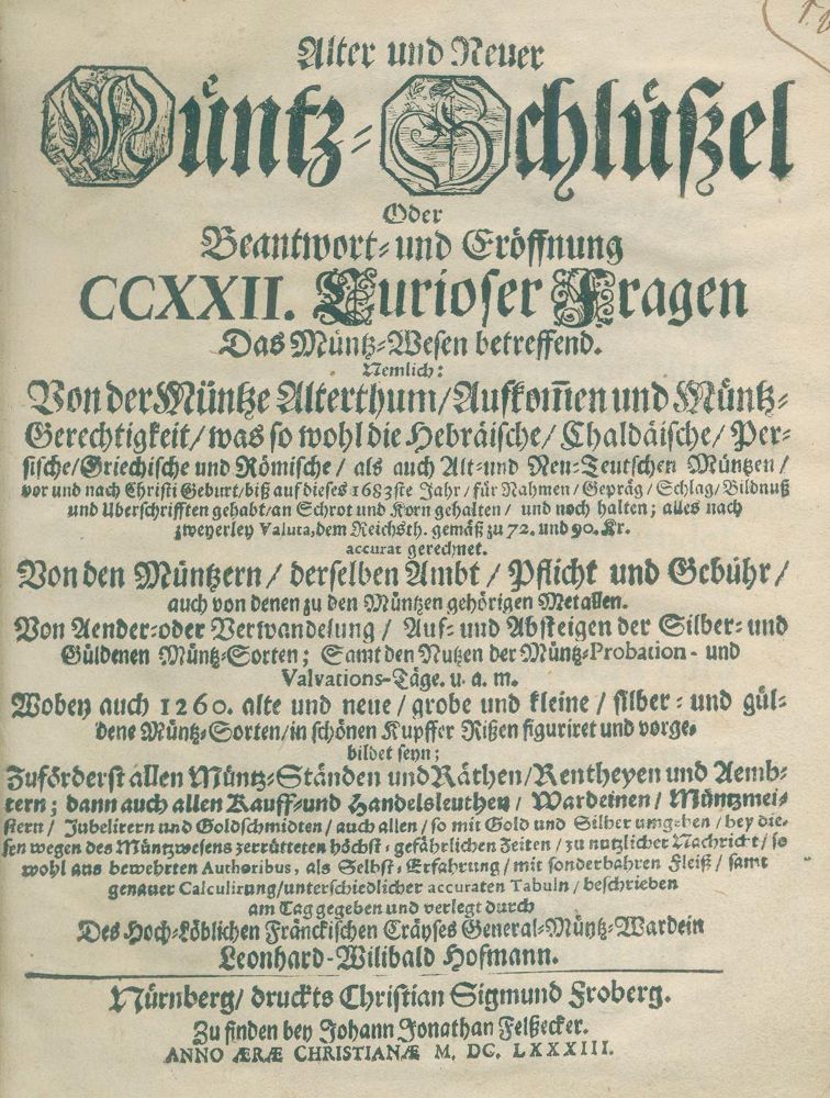 Große Abbildung Nr.1: 140-960 Hofmann,L.W.: (Numismatik u. Siegelkunde, Medaillen)