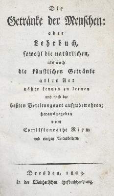 Bild Nr.1: 140-1040 Riem,(J.).: (Küche und Haushalt, Getränke)
