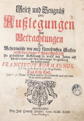 Bild Nr.1: 140-113 Burman,F.: (Alte Drucke, Handschriften und Theologie)