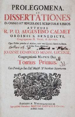 Bild Nr.1: 140-119 Calmet,A.: (Alte Drucke, Handschriften und Theologie)