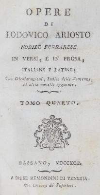 Bild Nr.1: 140-1356 Ariosto,L.: (Literatur und illustrierte Bücher bis 19.Jahrhundert)