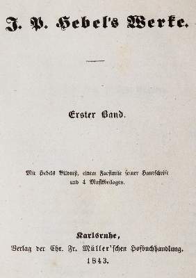 Bild Nr.1: 140-1434 Hebel,J.P.: (Literatur und illustrierte Bücher bis 19.Jahrhundert)