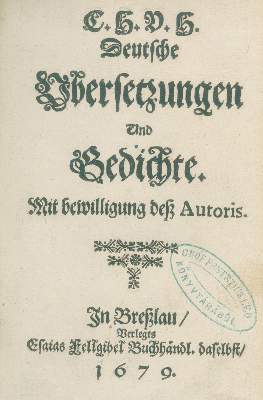 Bild Nr.1: 140-1443 (Hofmann v. Hofmannswaldau,C).: (Literatur und illustrierte Bücher bis 19.Jahrhundert)