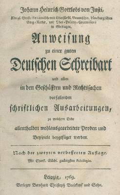 Bild Nr.1: 140-1456 Justi,J.H.G.v.: (Literatur und illustrierte Bücher bis 19.Jahrhundert)