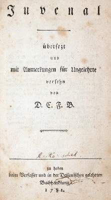 Bild Nr.1: 140-1458 Juvenalis,(D.J.).: (Literatur und illustrierte Bücher bis 19.Jahrhundert)