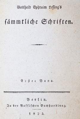 Bild Nr.1: 140-1475 Lessing,G.E.: (Literatur und illustrierte Bücher bis 19.Jahrhundert)