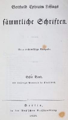 Bild Nr.1: 140-1476 Lessing,G.E.: (Literatur und illustrierte Bücher bis 19.Jahrhundert)