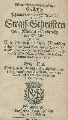 Bild Nr.2: 140-1492 Moscherosch,J.M.: (Literatur und illustrierte Bücher bis 19.Jahrhundert)