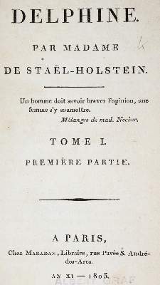 Bild Nr.1: 140-1532 Stael-Holstein,(A.L.G.de.).: (Literatur und illustrierte Bücher bis 19.Jahrhundert)