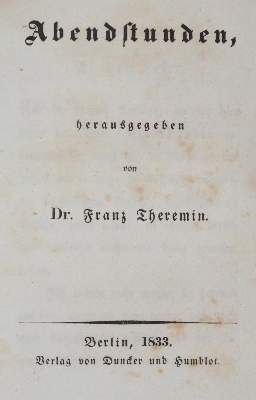 Bild Nr.1: 140-1538 Theremin,F.: (Literatur und illustrierte Bücher bis 19.Jahrhundert)