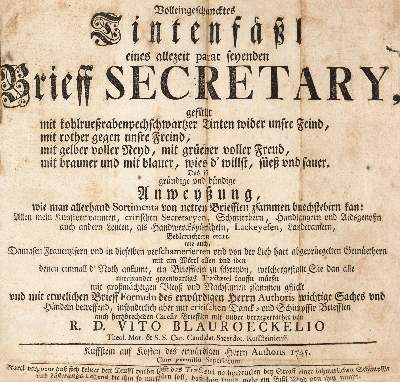 Bild Nr.1: 140-1547 Vito Blauroeckelio (d.i. J.J.Schwabe).: (Literatur und illustrierte Bücher bis 19.Jahrhundert)
