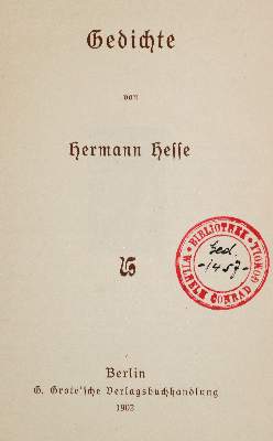 Bild Nr.1: 140-1632 Hesse,H.: (Literatur und illustrierte Bücher 20.Jahrhundert - Alte Literatur in modernen Ausgaben)