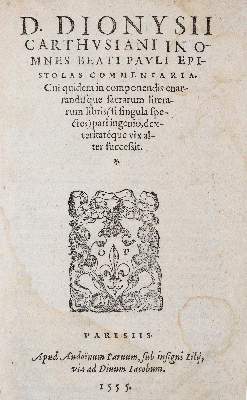 Bild Nr.1: 140-167 Dionysius Carthusianus.: (Alte Drucke, Handschriften und Theologie)