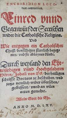 Bild Nr.1: 140-177 Eck,J.: (Alte Drucke, Handschriften und Theologie)