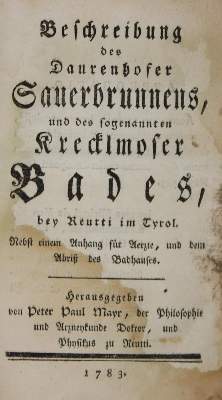 Bild Nr.1: 140-1785 Mayr,P.P.: (Medizin, Balneologie)