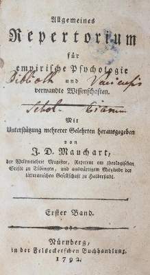 Bild Nr.1: 140-1853 Mauchart,J.D. (Hrsg.).: (Medizin, Psychologie)
