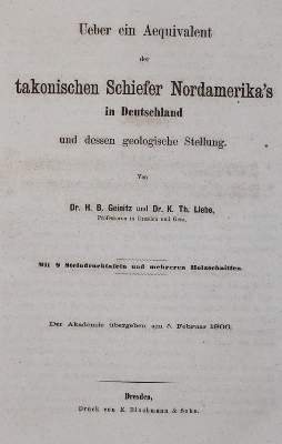 Bild Nr.1: 140-1993 Geinitz,H.B. u. K.T.Liebe.: (Verschiedene Gebiete - Varia, Geologie - Mineralogie u. Paläontologie)