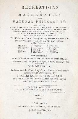 Bild Nr.1: 140-2026 Ozanam,J.: (Verschiedene Gebiete - Varia, Mathematik)