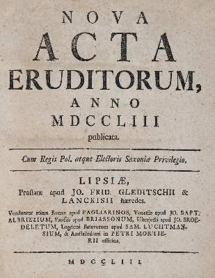 Bild Nr.1: 140-2040 Nova acta eruditorum.: (Verschiedene Gebiete - Varia)