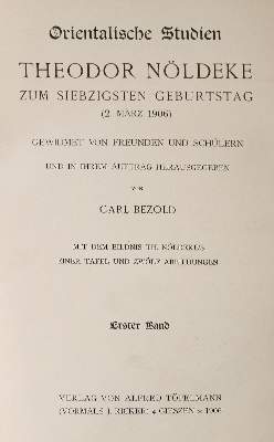 Bild Nr.2: 140-2202 Bezold,C.: (Asien, Nöldeke)