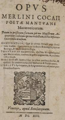 Bild Nr.1: 140-224 Folengo,T. (Ps. Cocaius Merlin).: (Alte Drucke, Handschriften und Theologie)