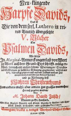 Bild Nr.1: 140-232 Frisch,J.D.: (Alte Drucke, Handschriften und Theologie)