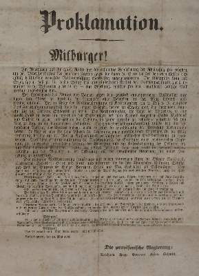 Bild Nr.1: 140-2367 Proklamation.: (Deutschland, Revolution 1848/48 - Vormärz - Politik, Pfalz)