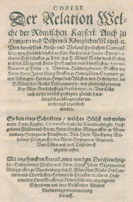 Bild Nr.2: 140-2676 Copiae der Relation: (Verschiedene Länder - Geschichte, Ungarn, Böhmen)