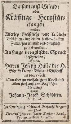 Bild Nr.1: 140-272 Hall,J.: (Alte Drucke, Handschriften und Theologie)