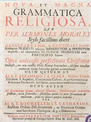Bild Nr.1: 140-3 Abraham a Santa Clara (d.i. U.Megerle).: (Alte Drucke, Handschriften und Theologie)