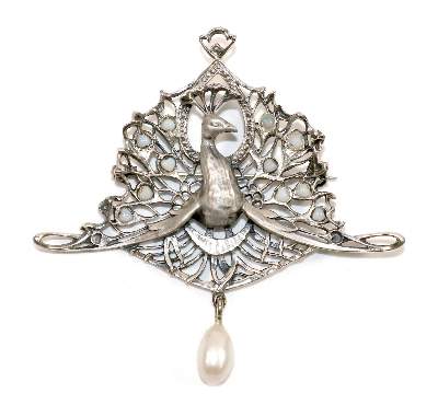 Bild Nr.1: 140-3088 Pfauenbrosche: (Schmuck, Broschen)
