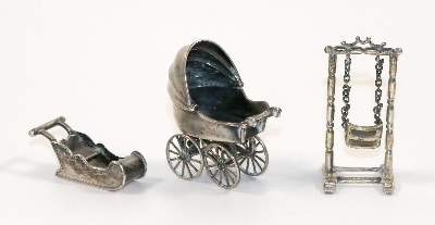 Bild Nr.1: 140-3213 Kinderwagen,: (Silber, Miniaturen)