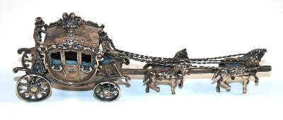 Bild Nr.1: 140-3218 Prächtige Pferdekutsche.: (Silber, Miniaturen)