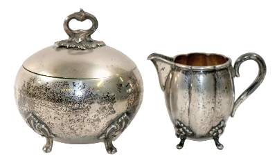 Bild Nr.1: 140-3253 Zuckerdose u. Milchkännchen: (Silber, Tischdekoration)