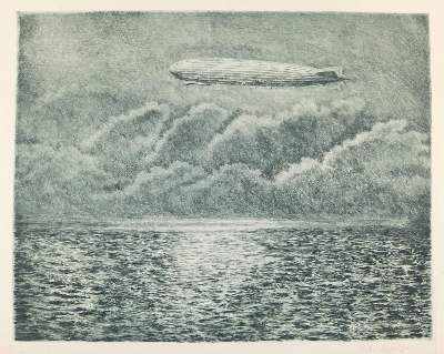 Bild Nr.2: 140-3765 Uecker-Fensloff, Arthur: (Künstlergraphik, Aeronautik, Zeppelin)