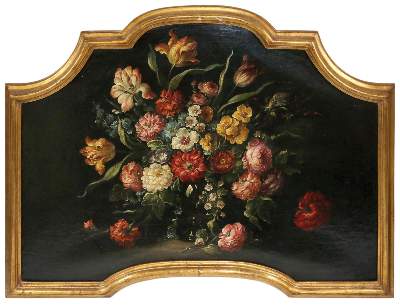 Bild Nr.1: 140-3840 Blumenstillleben, Supraporte mit: (Künstlergraphik)