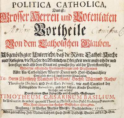 Bild Nr.1: 140-45 Basilius,T.C. (Pseud. J.D.Kuttge).: (Alte Drucke, Handschriften und Theologie)
